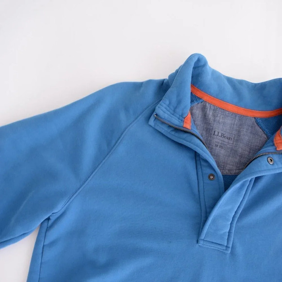 L.L.  Bean Blue Half-Zip Pullover Sweater with Kangaroo Pocket - Picture 7 of 12